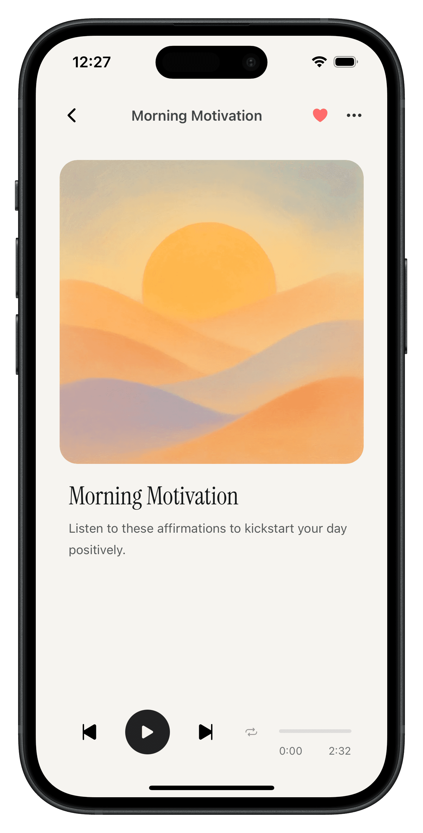 Aligned app screenshot showing mindful affirmations interface
